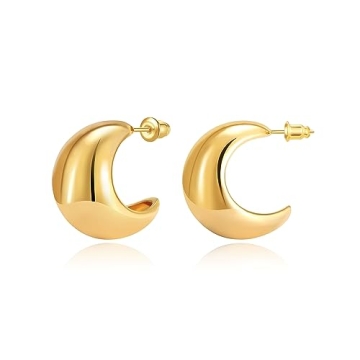 Gold Chunky Teardrop Earrings 18K Gold Plated Elegant Design