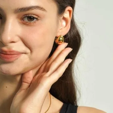 Gold Chunky Teardrop Earrings 18K Gold Plated Elegant Design