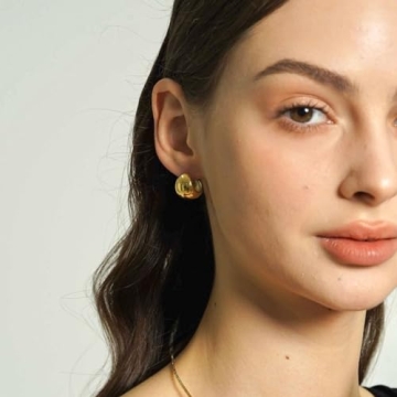 Gold Chunky Teardrop Earrings 18K Gold Plated Elegant Design