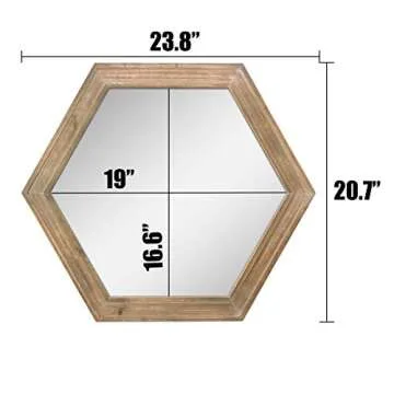 Stonebriar 24" Hexagon Rustic Wall Mirror for Home Decor