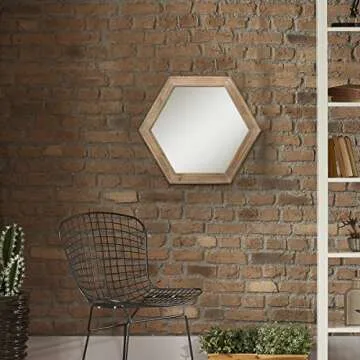 Stonebriar 24" Hexagon Rustic Wall Mirror for Home Decor