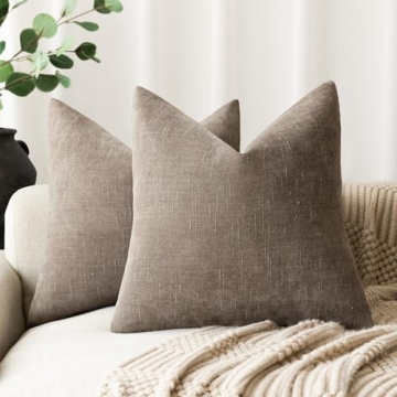 Foindtower Soft Chenille Pillow Covers in Taupe for Home