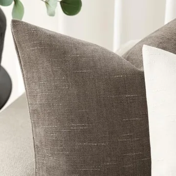 Foindtower Soft Chenille Pillow Covers in Taupe for Home