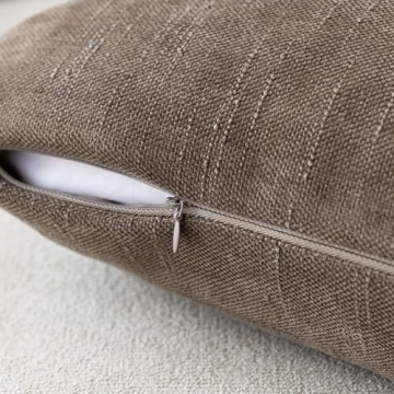 Foindtower Soft Chenille Pillow Covers in Taupe for Home