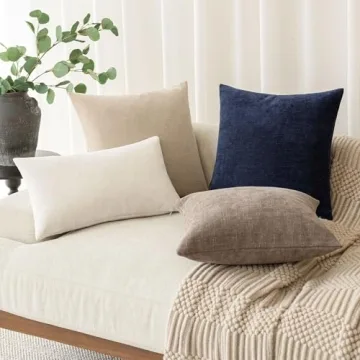 Foindtower Soft Chenille Pillow Covers in Taupe for Home