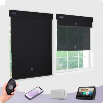 Experience Elegance and Convenience with Graywind Motorized Dual Shades for Windows - Blackout and S...