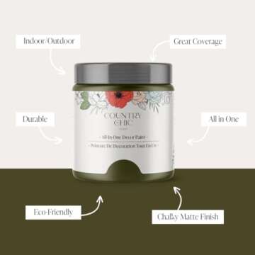 Country Chic All-in-One Chalk Paint for Furniture, Cabinets, Home Decor, Eco-Friendly, Matte Finish,...
