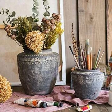 Vintage Ceramic Decorative Vase, Outdoor Garden Patio Plant Planting Pots Craft Jar Decorative Ornaments Flower Vase(Size:24 * 26CM)