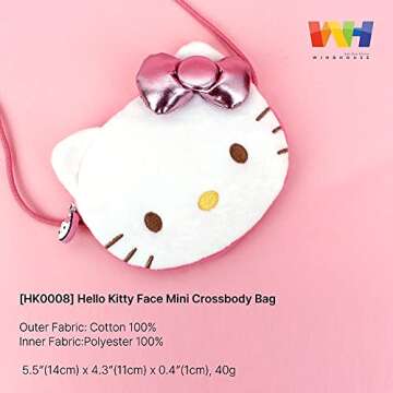 Hello Cat Kawaii Kitty Crossbody Bag Mini Toddler Purse with 3D Ribbon-Adjustable Strap- Ages 1-4 White Pink White Colored