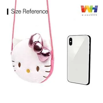 Hello Cat Kawaii Kitty Crossbody Bag Mini Toddler Purse with 3D Ribbon-Adjustable Strap- Ages 1-4 White Pink White Colored