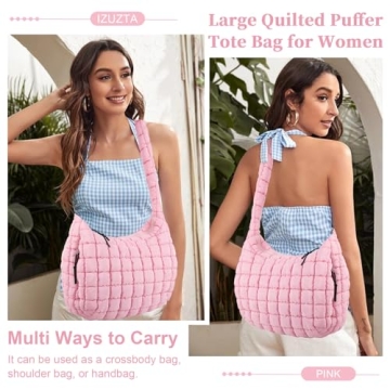 Stylish Quilted Puffer Tote Bag for Fashionable Women