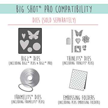 Sizzix 660550 Industrial Strength Die Cutting & Embossing Machine for Arts & Crafts, Scrapbooking & Cardmaking, 13” Opening, Big Shot Pro with Extended Accessories
