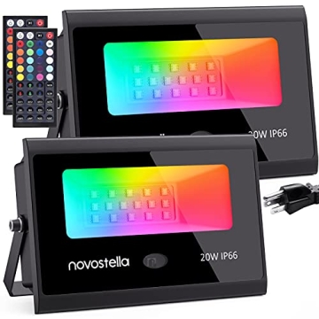Novostella RGB LED Flood Lights - 20 Colors, Waterproof, Versatile