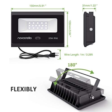 Novostella RGB LED Flood Lights - 20 Colors, Waterproof, Versatile