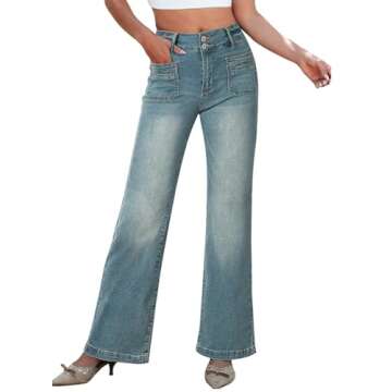 Buy Sidefeel Women's High Waisted Wide Leg Jeans