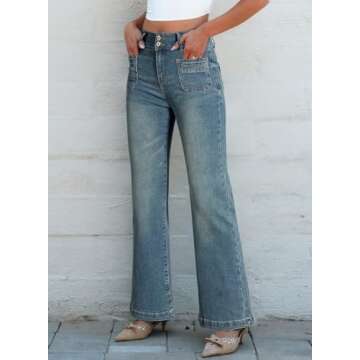 Buy Sidefeel Women's High Waisted Wide Leg Jeans