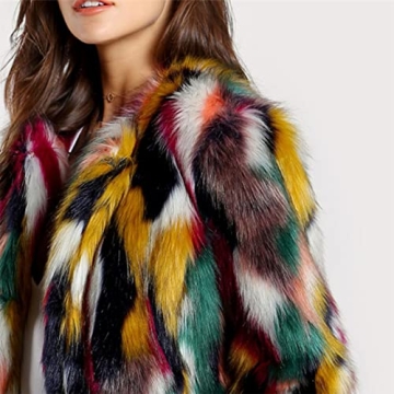 Stylish Gihuo Multicolor Faux Fur Coat for Women