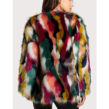 Stylish Gihuo Multicolor Faux Fur Coat for Women