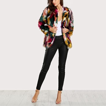 Stylish Gihuo Multicolor Faux Fur Coat for Women