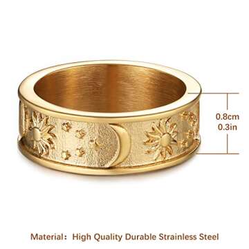 HZMAN Moon Star Sun Statement Ring for All Occasions