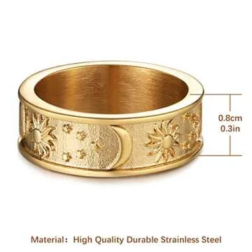 HZMAN Moon Star Sun Statement Ring for All Occasions