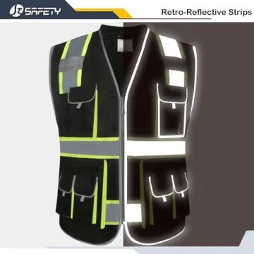 JKSafety Hi-Vis Safety Vest | 10 Pockets & Cushioned Collar