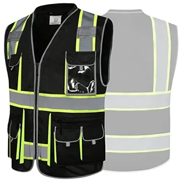JKSafety Hi-Vis Safety Vest | 10 Pockets & Cushioned Collar