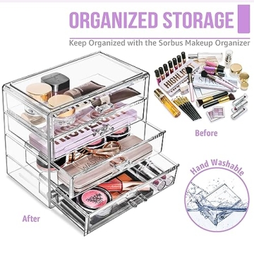 Sorbus Makeup Organizer with 4 Drawers - Elegant Storage Solution