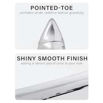 Shoe'N Tale Women's Knee High Boots Pointed Toe Stiletto High Heel Metallic Party Dressy Slip-on Booties Shoes(8,Silver)