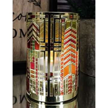 Ebros Gift Frank Lloyd Wright FLW Architecture Reproduction Dana Thomas House Autumn Sumac Brass Votive Candle Holder Tea Light Decor Modern Aesthetic Geometry Candleholder Accent Decorative