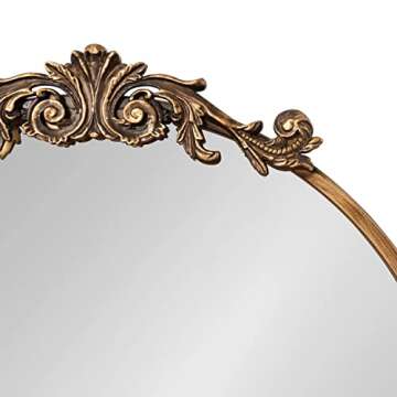 Kate and Laurel Arendahl Ornate Glam Round Mirror, 24 Inch Diameter, Gold, Dramatic Baroque Style Wall Mirror for Vintage Antique Inspired Home Decor Aesthetic