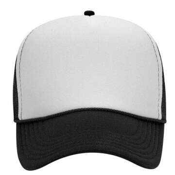 OTTO Cap 5 Panel Mid Profile Mesh Back Trucker Hat Polyester Foam Front Blk/Wht/Blk