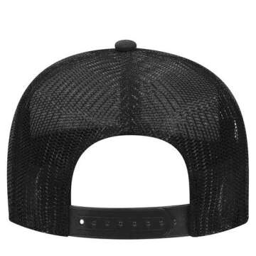 OTTO Cap 5 Panel Mid Profile Mesh Back Trucker Hat Polyester Foam Front Blk/Wht/Blk