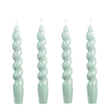 Kandelo Spiral Taper Candle H7.8inch -Set of 4 Tapered Candles, Dripless and Smokeless,Long Candle,Conical Stick Candles, Home Dinner, Party, Wedding, Halloween, Christmas (4pcs 20, Blue)