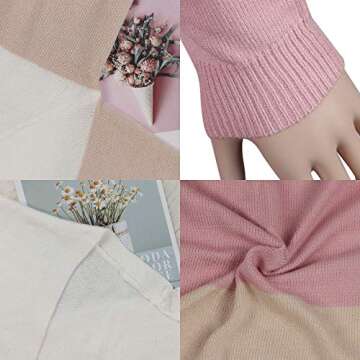 Womens Long Sleeve Casual Striped Cardigan Color Block Knit Open Front Sweater Coat A-Pink