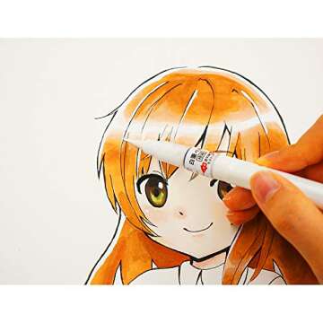 Kuretake Zig Fude Brush Pen White - Fine Tip Brush for Artists