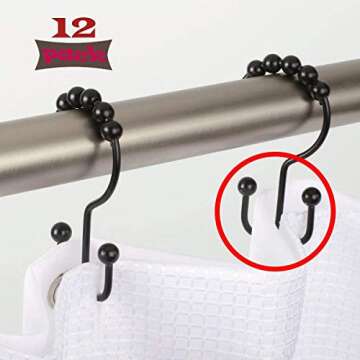 Durable Metal Double Glide Shower Hooks for Elegant Bathrooms
