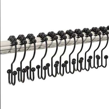 Durable Metal Double Glide Shower Hooks for Elegant Bathrooms