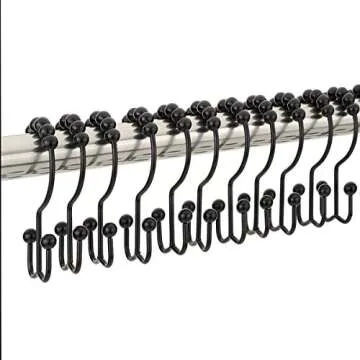 Durable Metal Double Glide Shower Hooks for Elegant Bathrooms