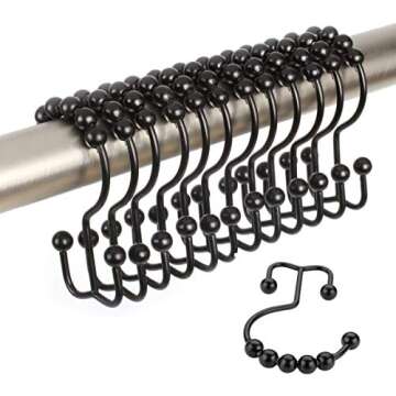 Durable Metal Double Glide Shower Hooks for Elegant Bathrooms