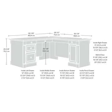 Stylish Sauder Palladia L Shaped Office Desk with Storage