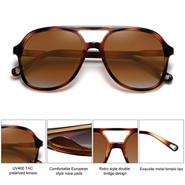 Retro Polarized Aviator Sunglasses for Men & Women