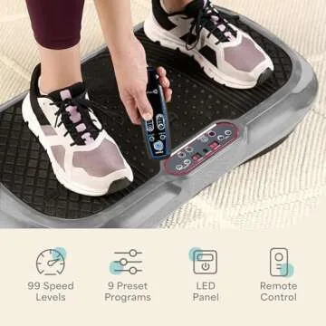 Lifepro Waver Vibration Plate Exercise Machine – High-Intensity Vibration for Muscle Activation, Full-Body Workout Vibrating Platform with Loop Bands, Fitness Equipment for Strength Toning & Fat Loss