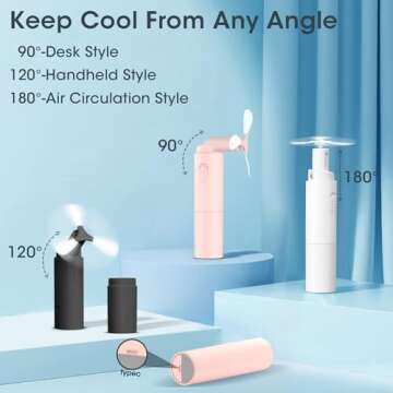 Andwing Handheld Fan Rechargeable, Mini Portable Fan Small Hand Fan, 3000mAh Battery Operated 22Hrs+ Makeup Eyelash Fan Personal Fan Gifts for Women Girls Men Travel Indoor Outdoor (Black)