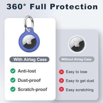 【2 Pack】 MOLOSLEEVE Airtag Holder Air Tag Case with Keychain, Anti-Scratch Airtags Key Chain for Apple Air Tags, Airtag Accessories for GPS Item Finder Tracker, Black+Blue