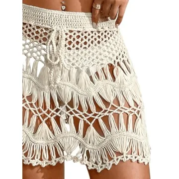 Stylish MakeMeChic Crochet Beach Skirt Cover Up For Summer