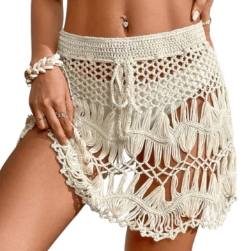 Stylish MakeMeChic Crochet Beach Skirt Cover Up For Summer
