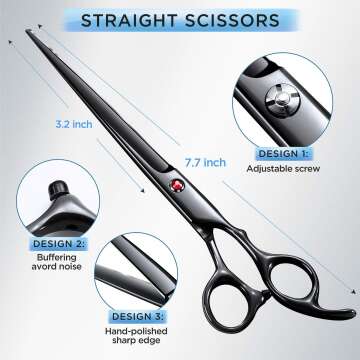 Gimars 7" Dog Grooming Scissors Set - Professional Kit
