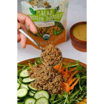 BeanVIVO 3-Pack Salad Protein Booster - Organic cooked Lentils & Quinoa with Garlic & Herbs, delivering a burst of taste and 10g of protein-packed goodness in every pouch 5oz