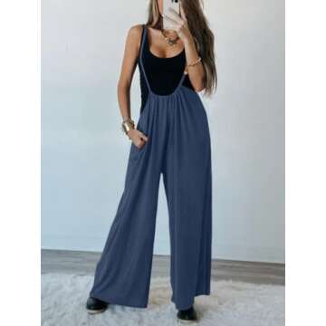 DEEP SELF Womens Summer Wide Leg Casual Jumpsuit